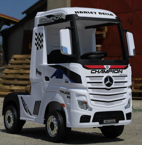 Licensed electric ride-on truck, Mercedes ACTROS, 4x4 180W, 12V, PREMIUM, white [2]
