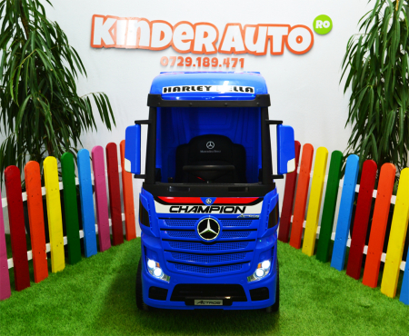 Camion electric copii Mercedes ACTROS, 4x4, 180W, 12V, premium, albastru [1]