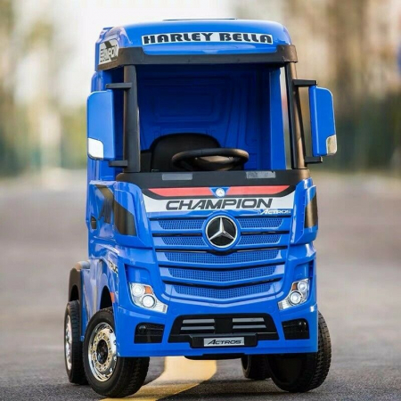 Camion electric copii Mercedes ACTROS, 4x4, 180W, 12V, premium, albastru [14]