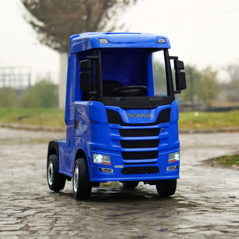 Camion electric pentru copii, SCANIA R-SERIES, tractiune 4x4, 180W, 12V 14Ah, echipare premium, albastru [1]