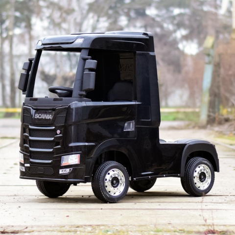 Camion electric pentru copii, SCANIA R-SERIES, tractiune 4x4, 180W, 12V 14Ah, echipare premium, negru [1]