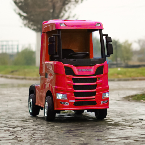 Camion electric pentru copii, SCANIA R-SERIES, tractiune 4x4, 180W, 12V 14Ah, echipare premium, rosu [9]
