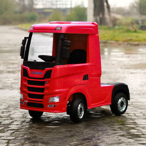 Camion electric pentru copii, SCANIA R-SERIES, tractiune 4x4, 180W, 12V 14Ah, echipare premium, rosu [3]