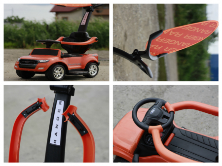 Licensed electric ride-on stroller for children Ford Ranger 3 in 1, standard equiped, orange [5]