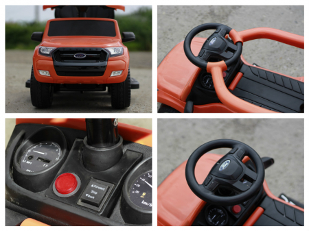 Licensed electric ride-on stroller for children Ford Ranger 3 in 1, standard equiped, orange [7]