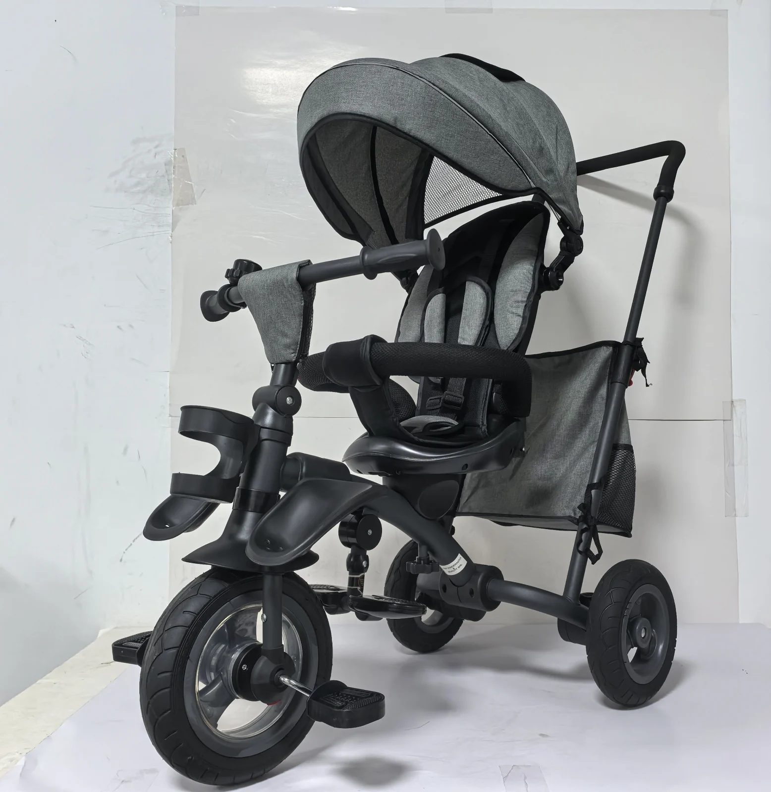 Carucior multifunctional Solley Baby, 1 - 5 ani, pliabil si reglabil, roti moi, gri [3]