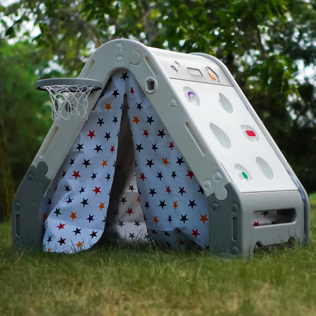 6-in-1 Play Tent for children 3-6 years: Basketball Hoop, Soccer Goal, Climbing Wall, Drawing Board, Includes Balls [11]
