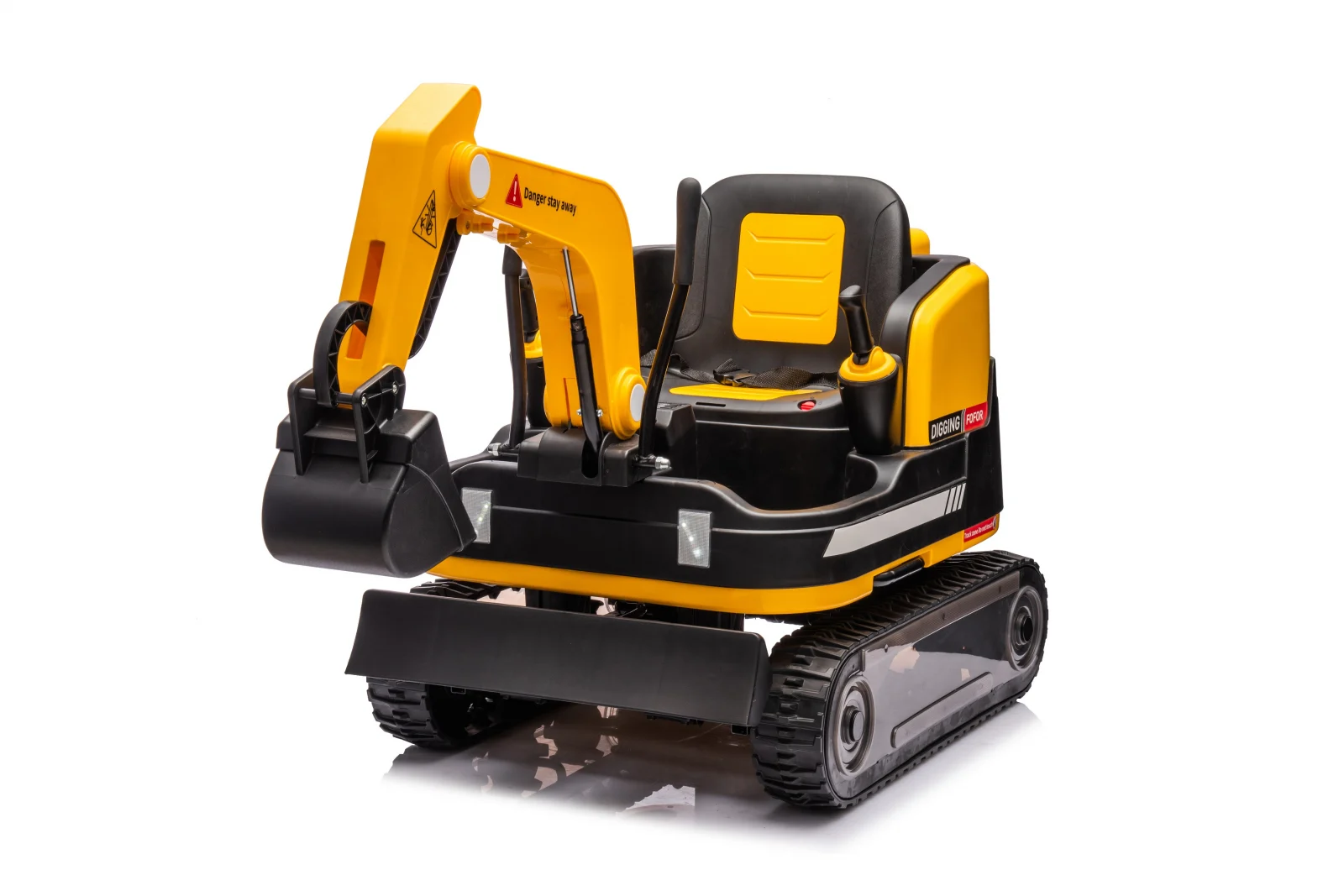 Electric ride-on excavator for children, X7 model, leather seat, remote control included, 12V, 110W, yellow [17]