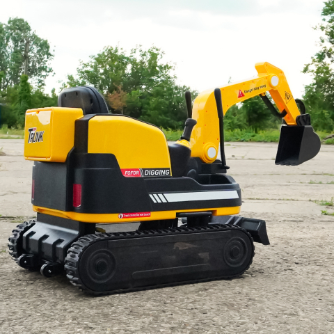 Electric ride-on excavator for children, X7 model, leather seat, remote control included, 12V, 110W, yellow [5]
