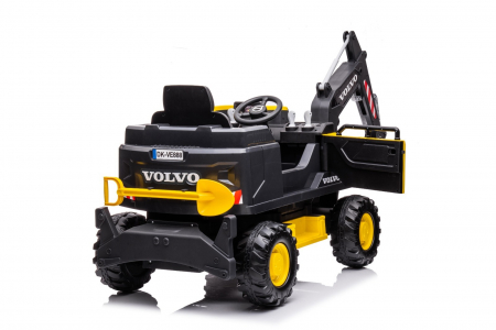 Excavator electric pentru copii Volvo 90W 12V, incarcator actionat electric, scaun tapitat, galben [3]
