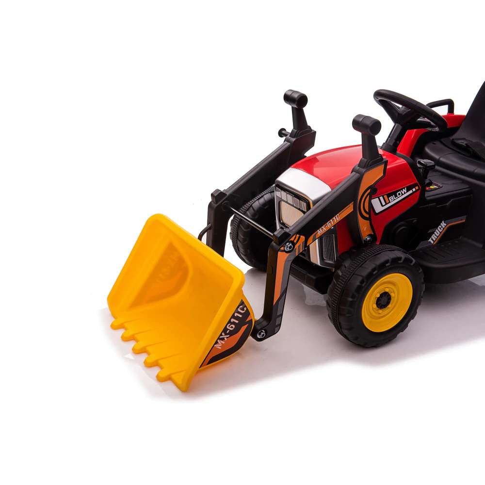 Ride on electric excavator with trailer for children, Farm Traktor 60W 12V RC, bluetooth, red [6]