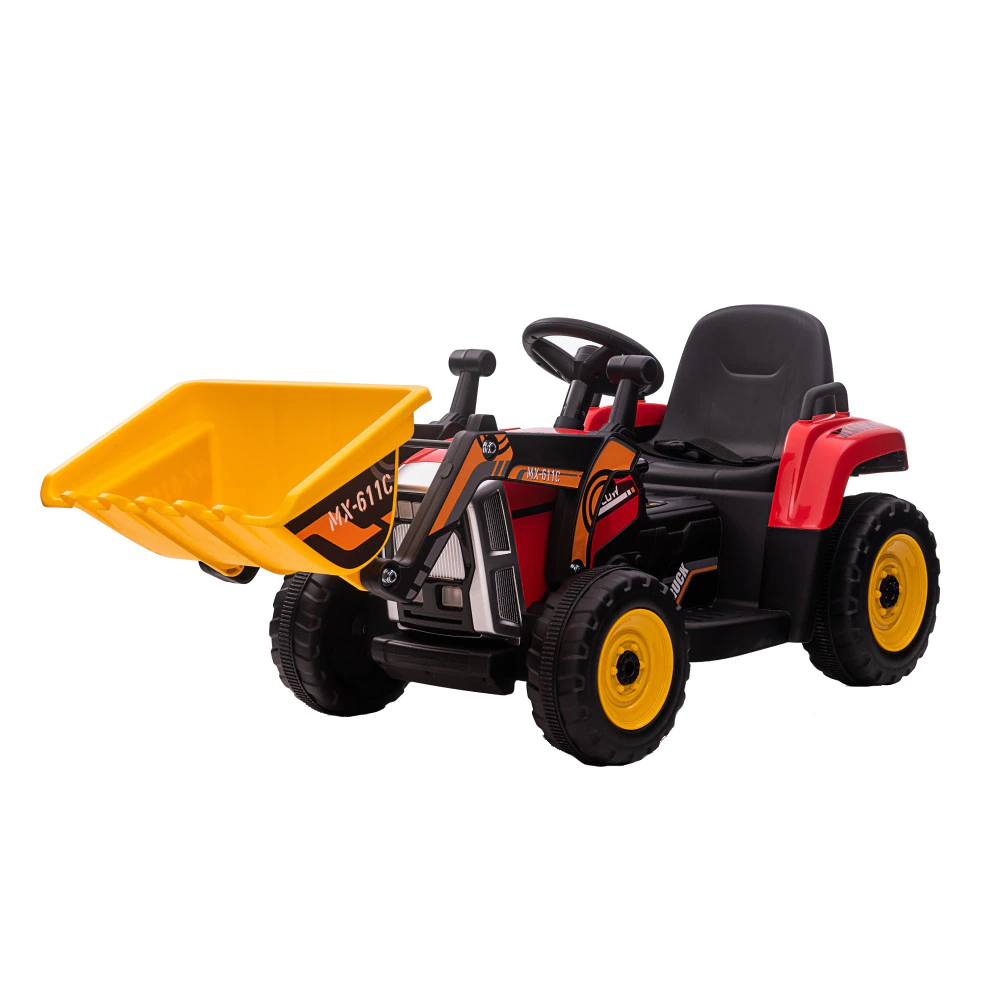 Ride on electric excavator with trailer for children, Farm Traktor 60W 12V RC, bluetooth, red [1]