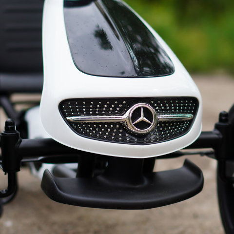 Licensed ride-on GO Kart Mercedes with pedals, solid rubber wheels, adjustable seat, safety belt, white [9]