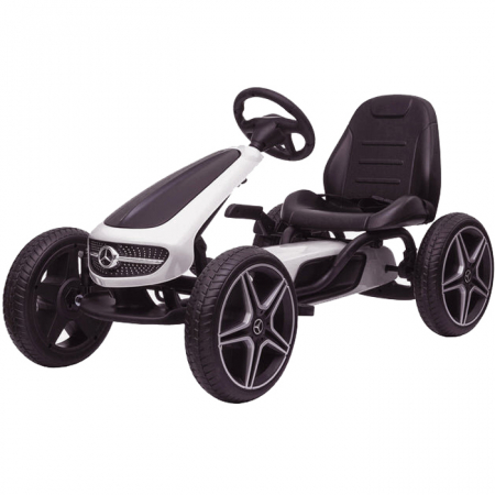 Special Ride on vehicles - Licensed ride-on GO Kart Mercedes with pedals, solid rubber wheels, adjustable seat, safety belt, white