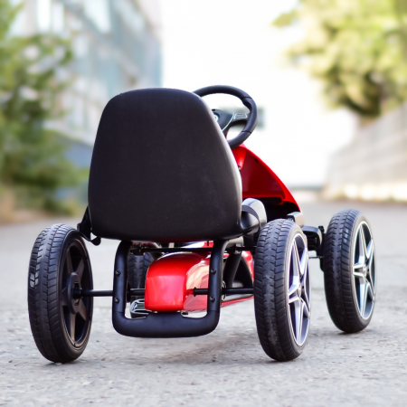 GO Kart cu pedale Mercedes, roti cauciuc solid, scaun reglabil, centura de siguranta, rosu [6]