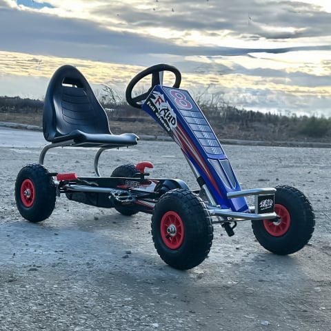 GO Kart with pedals, for 6-15 years, model F8-3, inflatable wheels, blue [1]