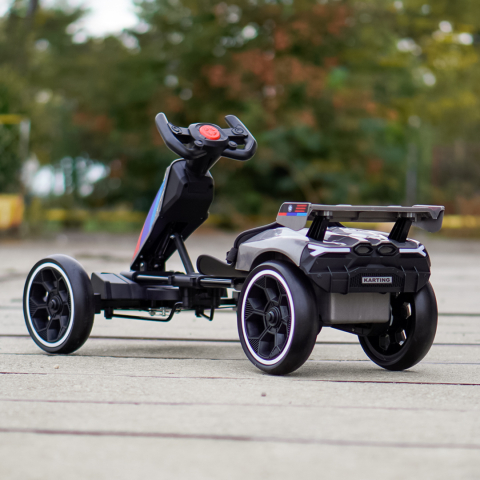 Go-Kart electric 3-7 ani, 70W, 12V 4.5Ah,  roti moi si telecomanda, gri [4]