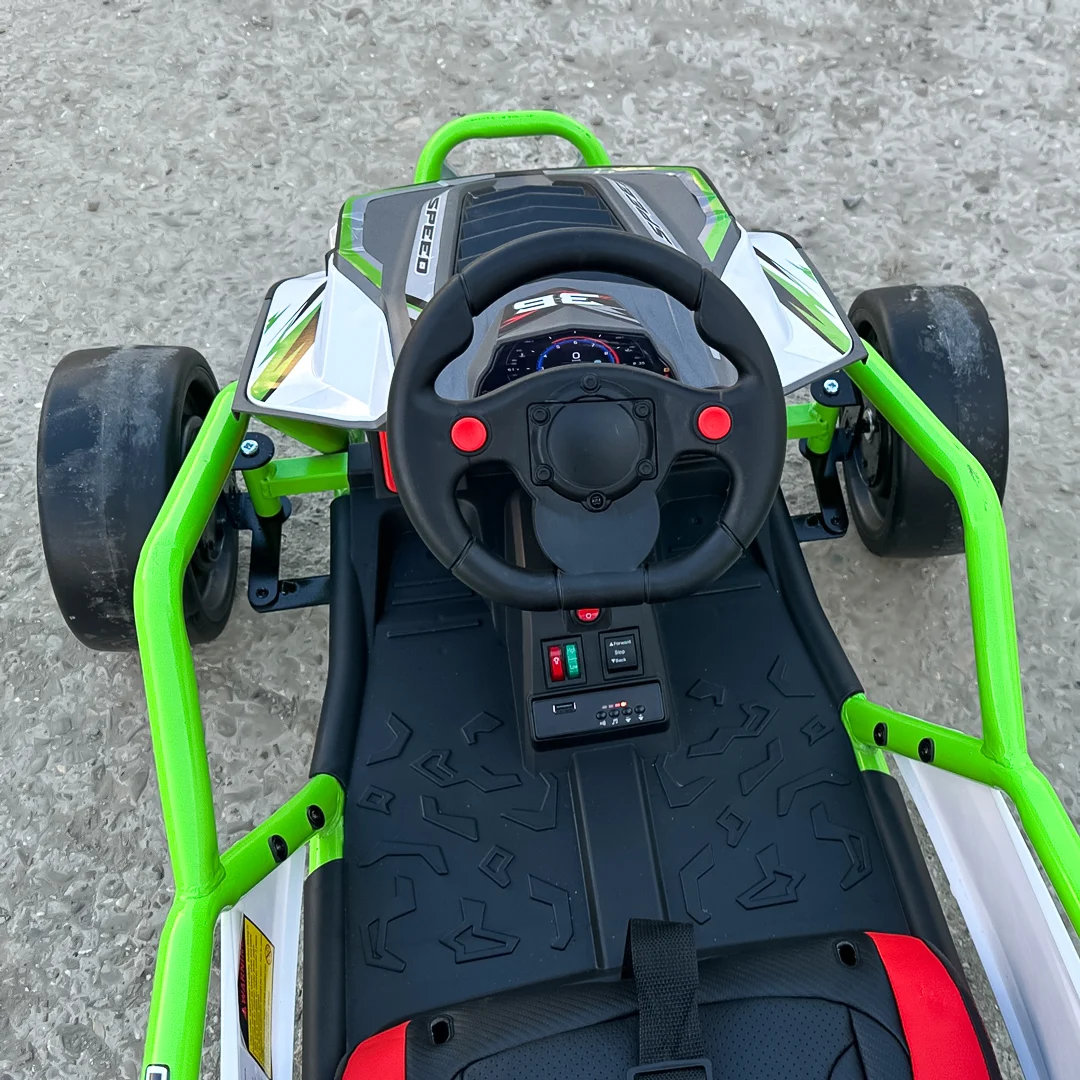 Go-Kart electric cu functie DRIFT, 4-8 ani, 300W, 24V 10Ah, scaun tapitat, verde [8]