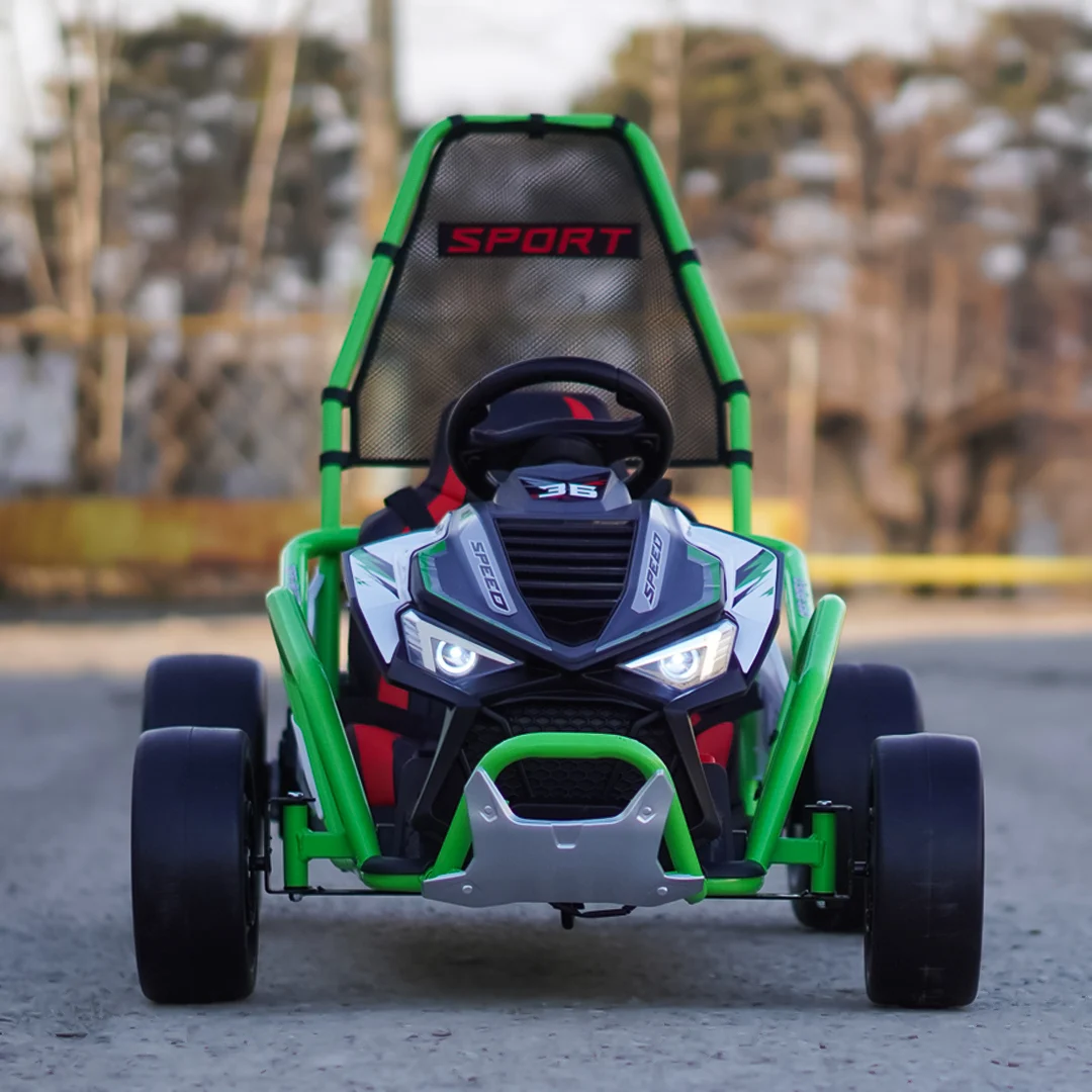 Go-Kart electric cu functie DRIFT, 4-8 ani, 300W, 24V 10Ah, scaun tapitat, verde [2]