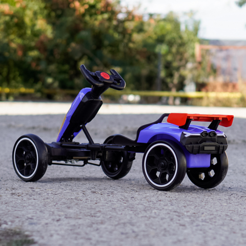 Go-Kart electric pentru copii 3-7 ani, 70W, 12V, cu roti moi si telecomanda inclusa, albastru [6]