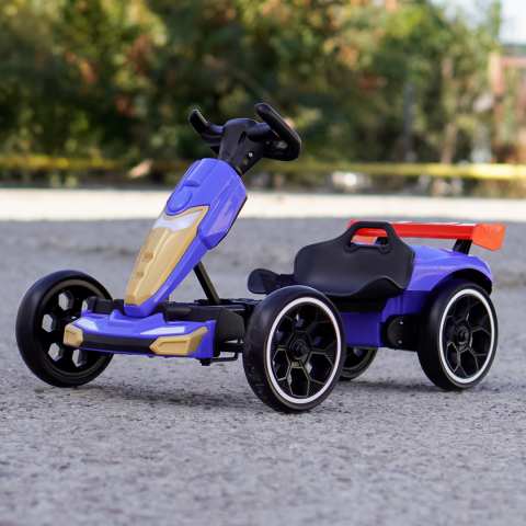 Go-Kart electric pentru copii 3-7 ani, 70W, 12V, cu roti moi si telecomanda inclusa, albastru [7]