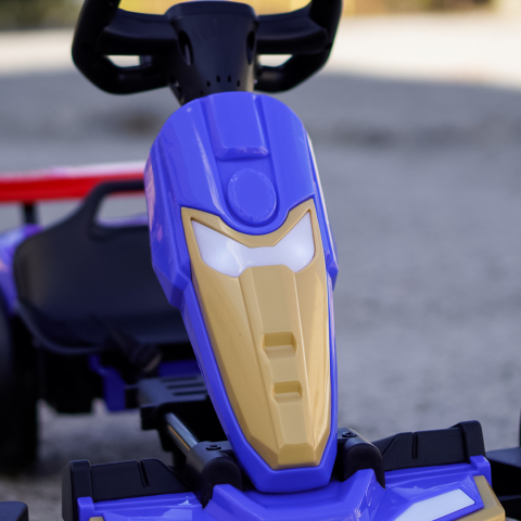 Go-Kart electric pentru copii 3-7 ani, 70W, 12V, cu roti moi si telecomanda inclusa, albastru [9]
