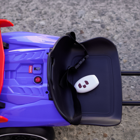Go-Kart electric pentru copii 3-7 ani, 70W, 12V, cu roti moi si telecomanda inclusa, albastru [12]