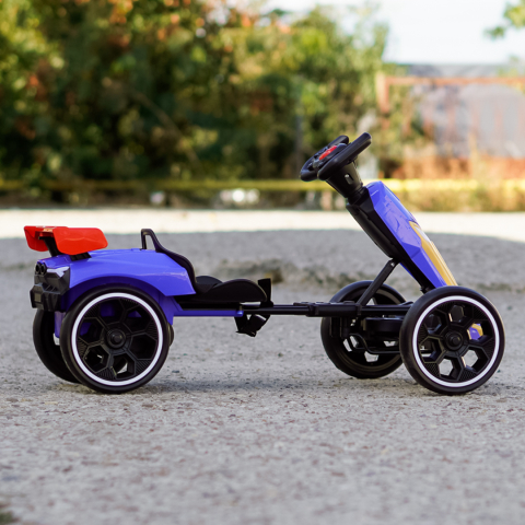 Go-Kart electric pentru copii 3-7 ani, 70W, 12V, cu roti moi si telecomanda inclusa, albastru [4]