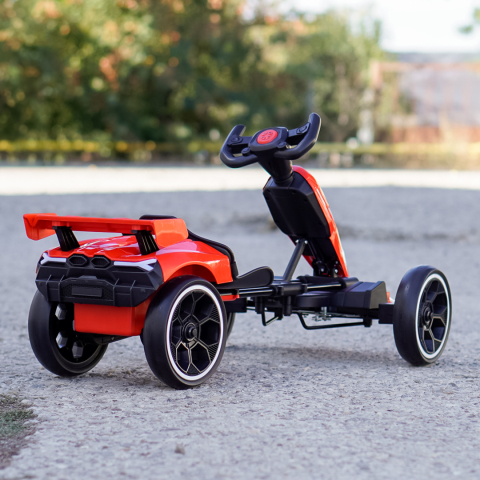 Go Kart pentru copii, 70W 12V, cu roti moi si telecomanda inclusa, rosu [5]
