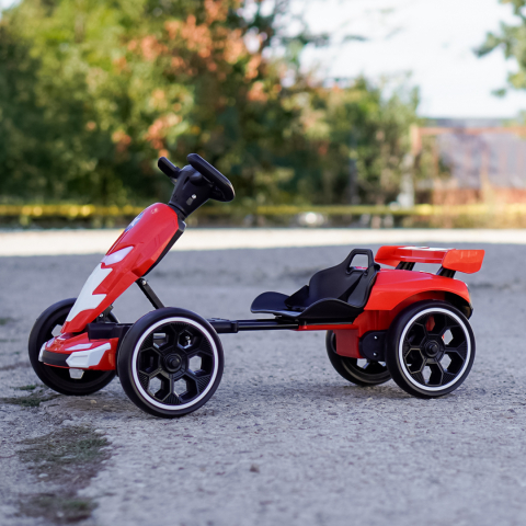 Go Kart pentru copii, 70W 12V, cu roti moi si telecomanda inclusa, rosu [3]