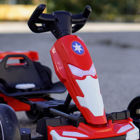 Go Kart pentru copii, 70W 12V, cu roti moi si telecomanda inclusa, rosu [11]