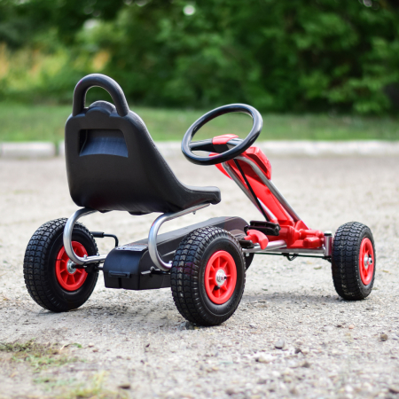 Kart cu pedale A-05-1, pentru copii 3-8 ani, cu roti gonflabile, rosu [6]