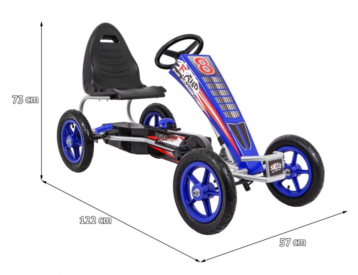 Kart cu pedale, pentru copii 6-15 ani, F8-1, roti Gonflabile 10 inch, albastru [1]