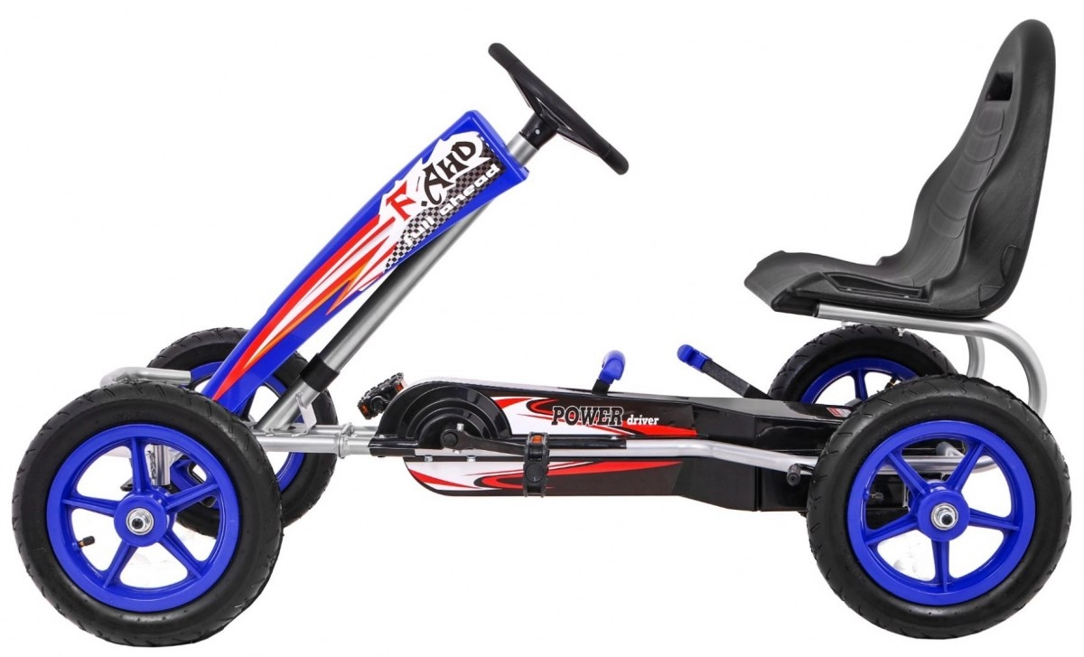 Kart cu pedale, pentru copii 6-15 ani, F8-1, roti Gonflabile 10 inch, albastru [2]