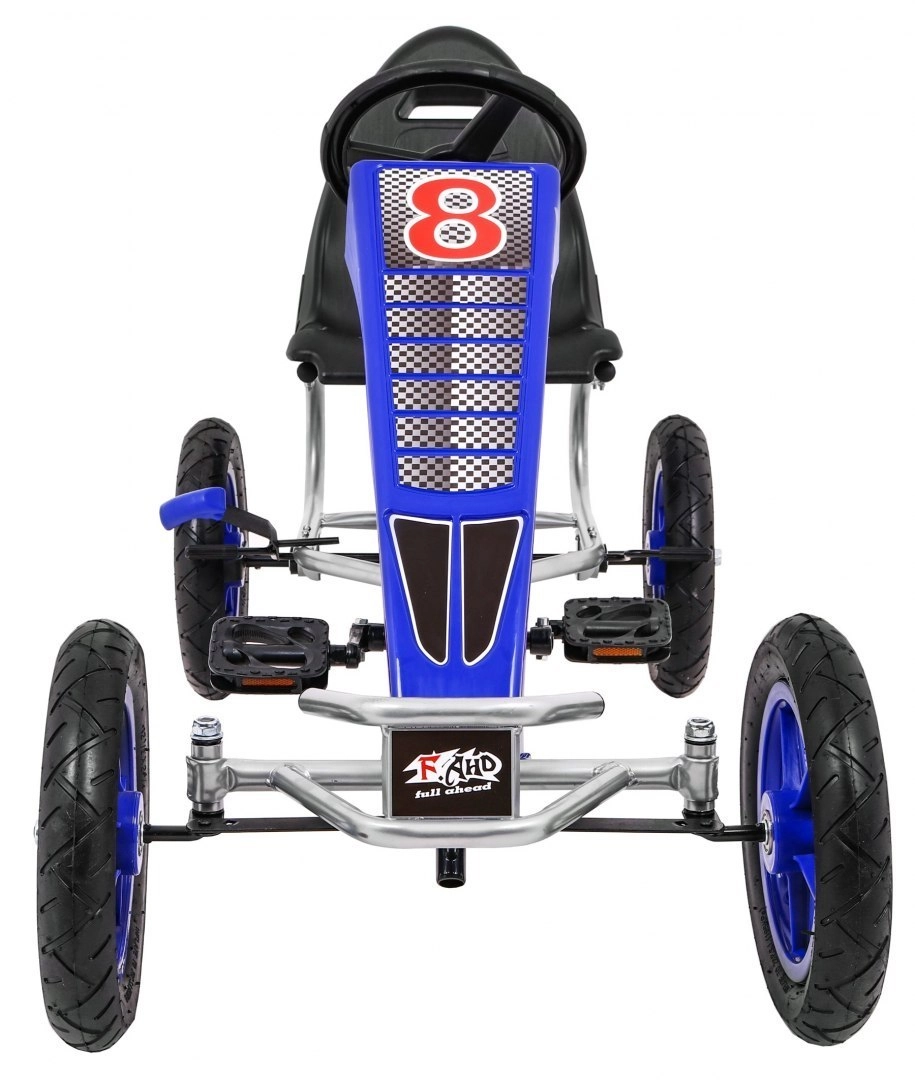 Kart cu pedale, pentru copii 6-15 ani, F8-1, roti Gonflabile 10 inch, albastru [7]