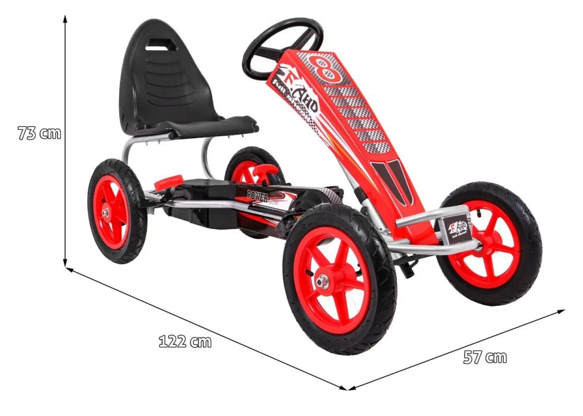 Kart cu pedale, pentru copii 6-15 ani, F8-1, roti Gonflabile 10 inch, rosu [11]