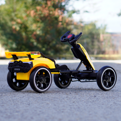 Kart electric copii 3-7 ani, 70W, 12V 4.5Ah,  roti moi si telecomanda, galben [4]