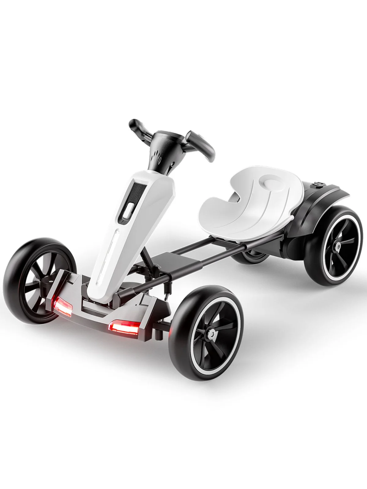 Electric Ride-On cars - Electric GoKart V2 for Kids 3–7 Years, 12V 45W, Parental Control Remote, Bluetooth Music, Foldable Kids Go Kart, White