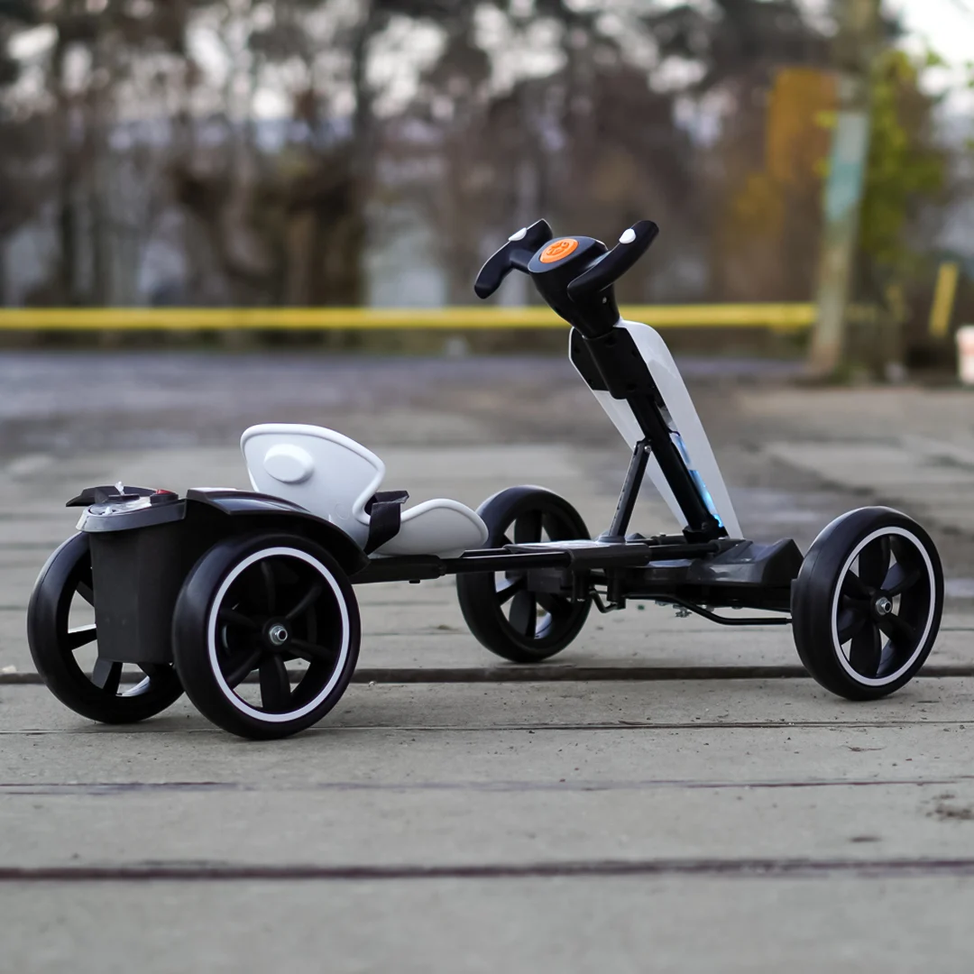 Electric GoKart V2 for Kids 3–7 Years, 12V 45W, Parental Control Remote, Bluetooth Music, Foldable Kids Go Kart, White [8]