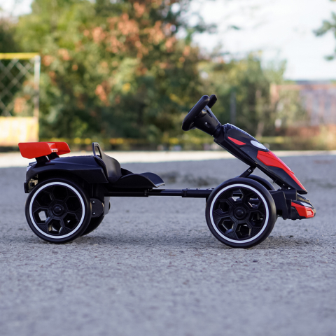 Kart electric, pentru copii 3-7 ani, 70W, 12V, cu roti moi si telecomanda inclusa, negru [5]
