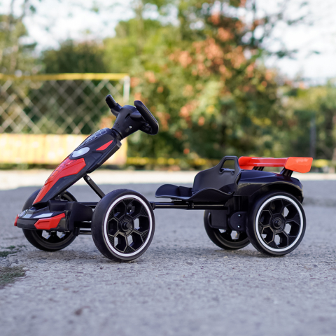 Kart electric, pentru copii 3-7 ani, 70W, 12V, cu roti moi si telecomanda inclusa, negru [9]