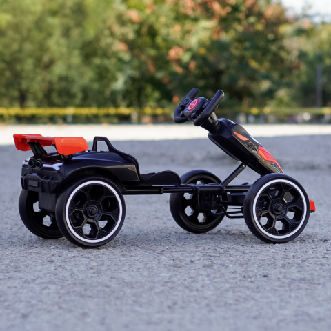 Kart electric, pentru copii 3-7 ani, 70W, 12V, cu roti moi si telecomanda inclusa, negru [6]