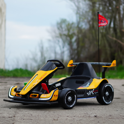 Kart electric pentru copii intre 3 si 11 ani, Racing F1, 90W, 12V, telecomanda inclusa, galben [8]