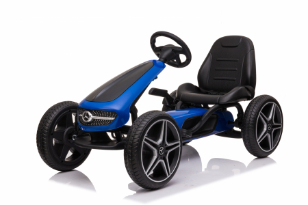 Special Ride on vehicles - Licensed ride-on GO Kart Mercedes with pedals, solid rubber wheels, adjustable seat, safety belt, blue