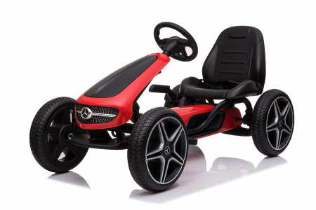 Special Ride on vehicles - Licensed ride-on GO Kart Mercedes with pedals, solid rubber wheels, adjustable seat, safety belt, red