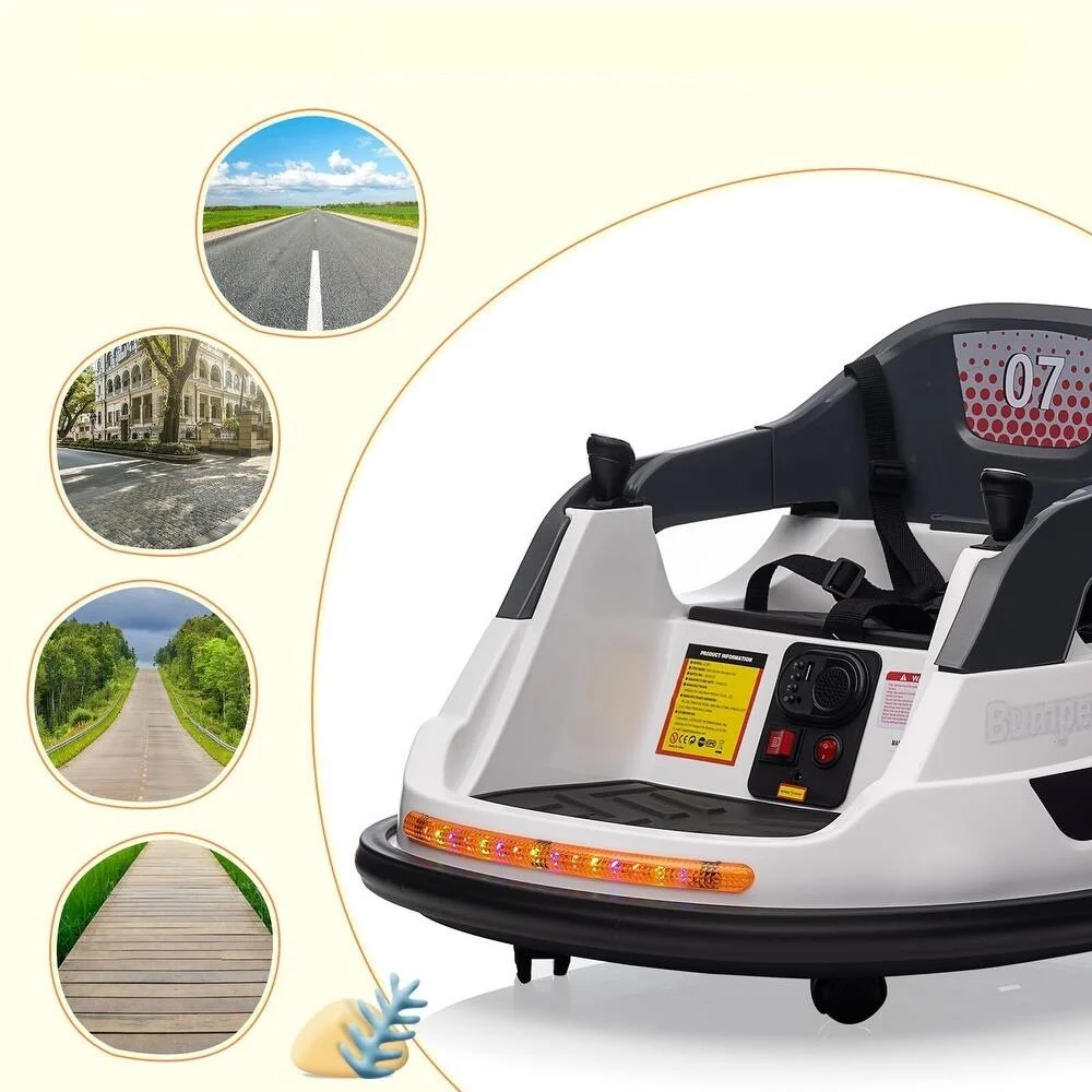 Masinuta busitoare cu telecomanda, Bumper, 70W 12V, alba [2]