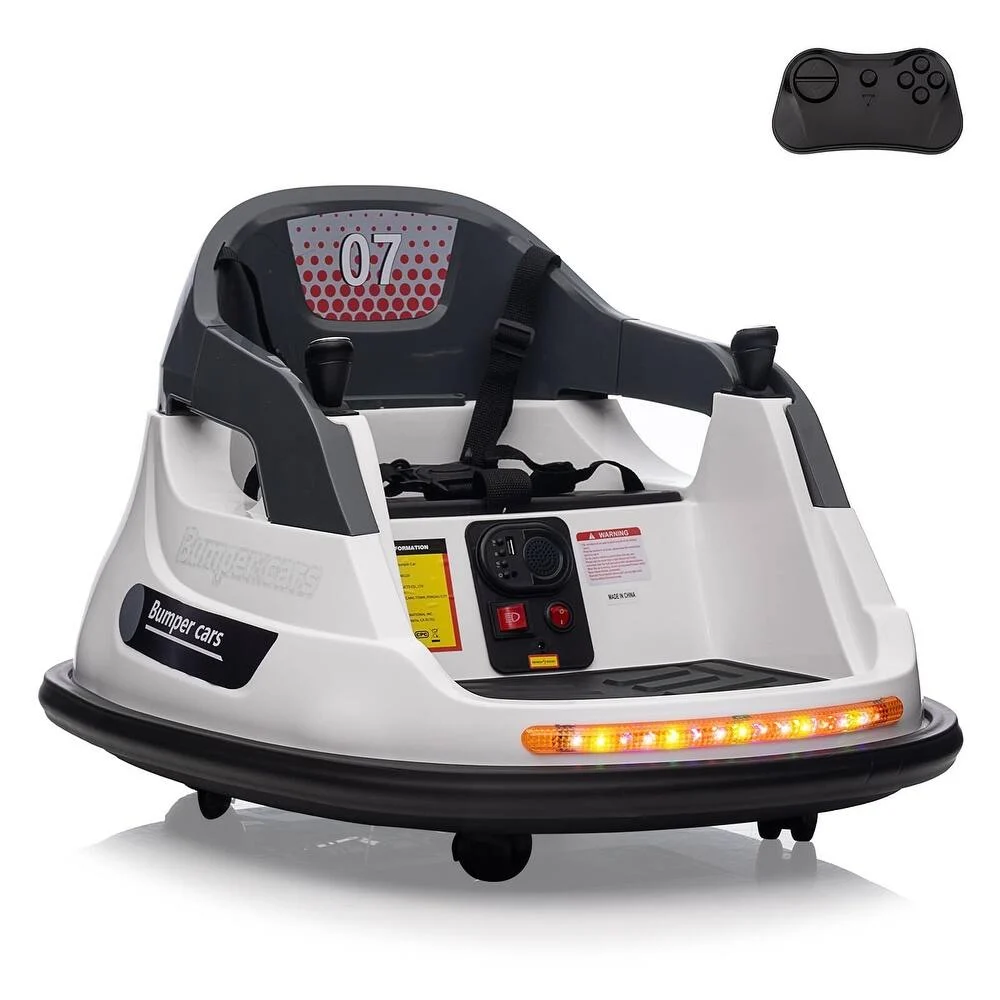 Masinute electrice - Masinuta busitoare cu telecomanda, Bumper, 70W 12V, alba