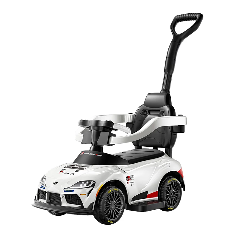 Special Ride on vehicles - 3-in-1 Ride-On Car with Handle for Kids, Toyota GR Supra GT4, 30W, 6V, White