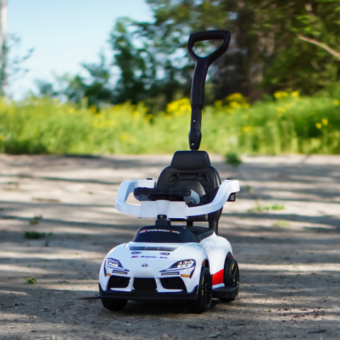 3-in-1 Ride-On Car with Handle for Kids, Toyota GR Supra GT4, 30W, 6V, White [10]