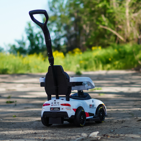 3-in-1 Ride-On Car with Handle for Kids, Toyota GR Supra GT4, 30W, 6V, White [6]